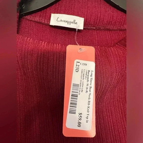 Loveappella size M burgundy sweater top NWT - Picture 2 of 4